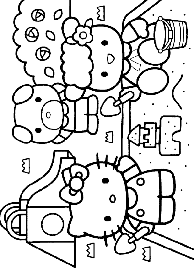 Plansa de colorat cu Hello Kitty 72 99